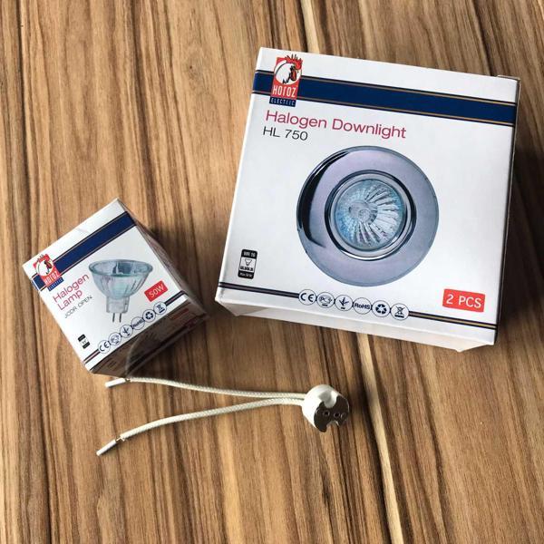 1 TAKIM SPOT LAMBA VE KAİDE HOROZ 220X50 50 Watt Çanak Ampul Ampül Mr 16 Duylu - Image 1