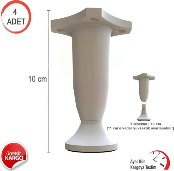 Alkur homeline 4 Adet 10 cm Plastik Beyaz Bingolu ( 1 cm Ayarlanabilir) - Image 1