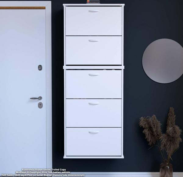 Modilayn VARBİ UMAY' 2 Li Asma Kapı Önü 52 x181x 25, 5 cm’ lik 5 Düşer Kapak 10 Göz Bölmeli Ayakkabı - Image 1