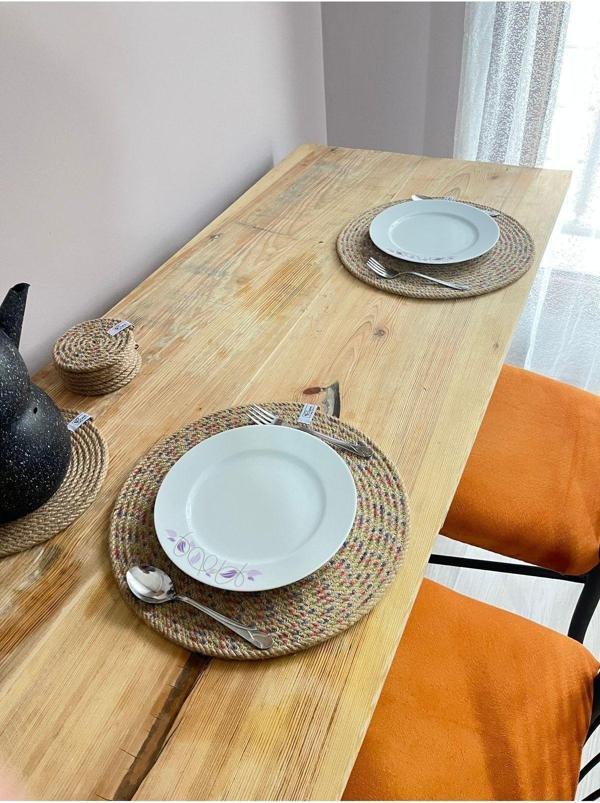 Rope Decor 30Cm 4 Kişilik Amerikan Servis / Tabak Altlığı / Supla Seti/Hasır Supla/Servis Altı Supla/Sunum Seti - Image 1