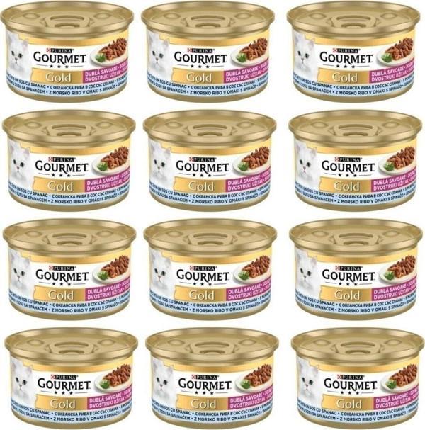 Gourmet Gold Okyanus Balığı ve Sebzeli Konserve Yetişkin Kedi Maması 12 x 85 G - Image 1
