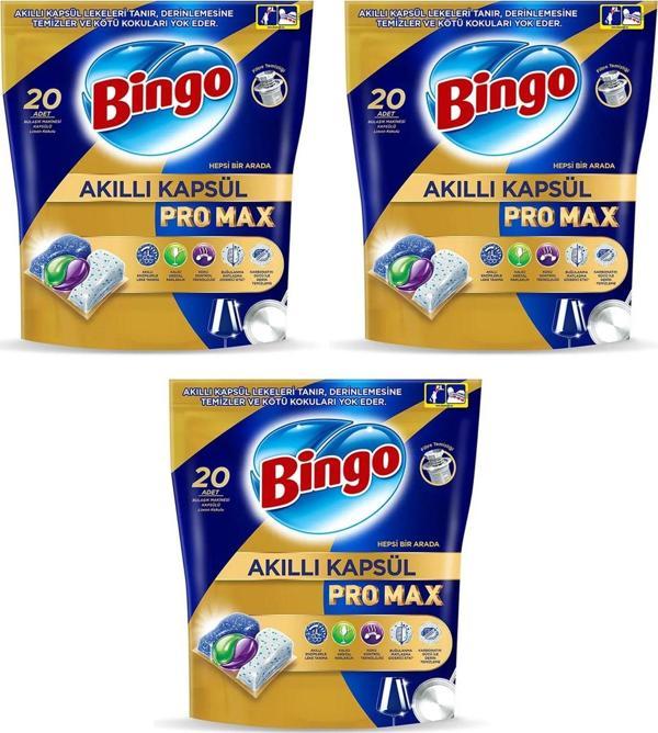 Bingo Akıllı Kapsül Pro Max Bulaşık Makinesi Tableti 20 li x 3 Adet (60 Kapsül) - Image 1