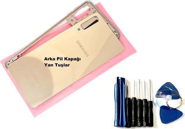 Tkgz Samsung Galaxy A7 A750 (2018) KASA Arka Pil Batarya Kapağı (TAMİR SETİ) GOLD - Image 1