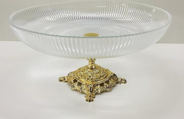 Ayaklı Cam Meyvelik Gold Renk Ayaklı 30 CM - Image 1