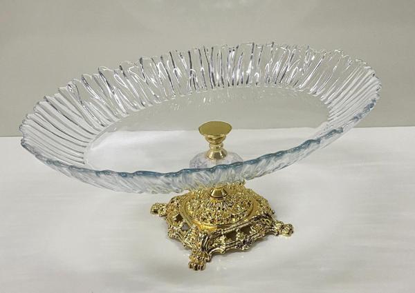 Cam Kayık Tabak Salata Tabağı Meyve Tabağı Gold Ayaklı - Image 1