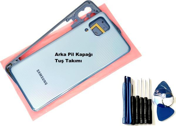 Tkgz Samsung Galaxy M32 KASA Arka Pil Batarya Kapağı (TAMİR SETİ) MAVİ - Image 1