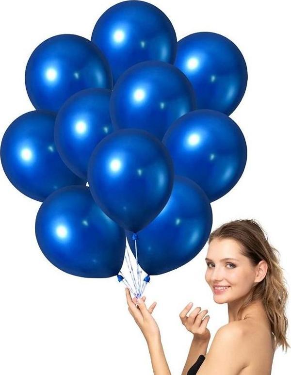 25 ADET VIP KALİTE PARLAK METALİK MAVİ BALON HELYUM GAZI UYUMLUDUR SHINY METALLIC VIP BLUE  BALLOON - Image 1