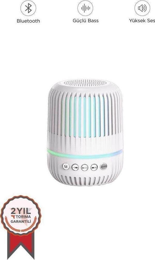 Torima GTS-2150 Beyaz Kablosuz Taşınabilir RGB Işıklı Bluetooth Hoparlör Speaker - Image 1