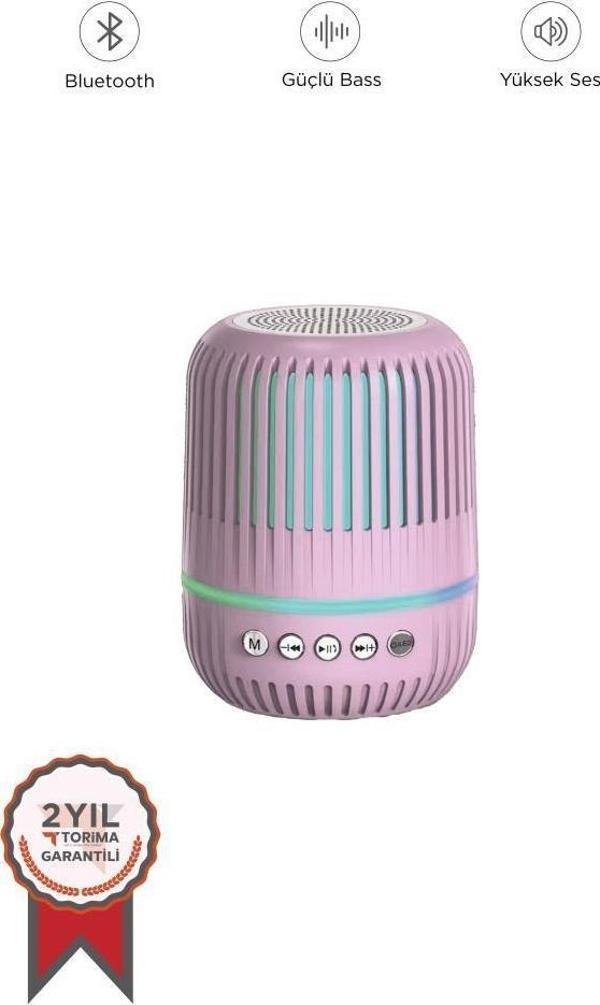 Torima GTS-2150 Pembe Kablosuz Taşınabilir RGB Işıklı Bluetooth Hoparlör Speaker - Image 1