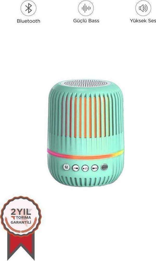 Torima GTS-2150 Yeşil Kablosuz Taşınabilir RGB Işıklı Bluetooth Hoparlör Speaker - Image 1