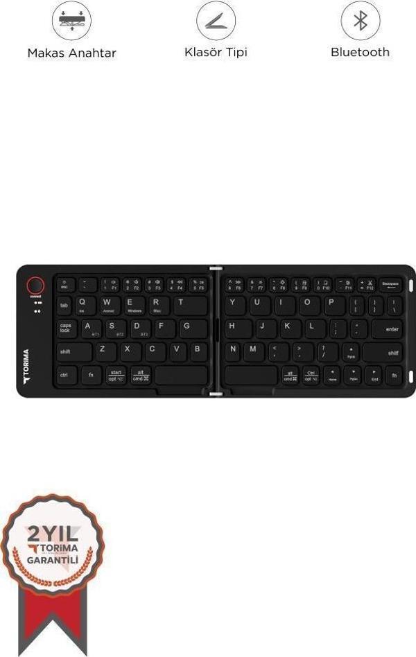 Torima TK-08 Siyah Kablosuz Katlanabilir Şarjlı Taşınabilir Mini Bluetooth Klavye - Image 1