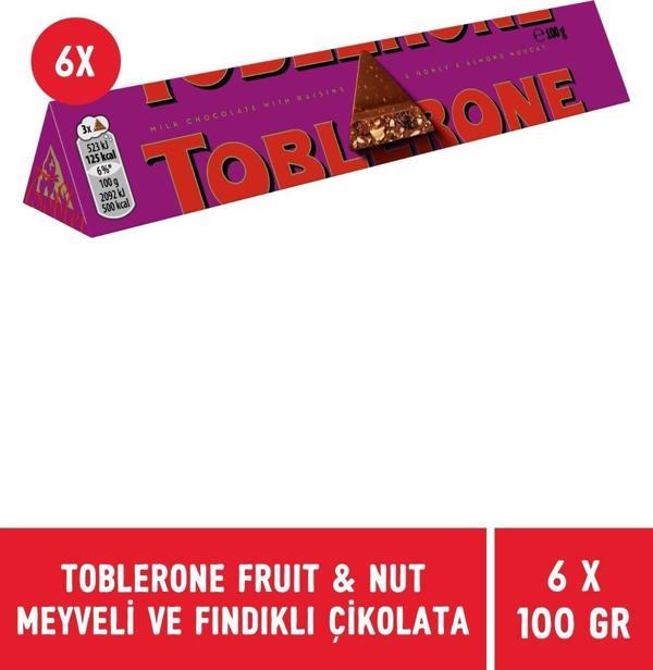 Toblerone Fruit & Nut Meyveli ve Fındıklı Tablet Çikolata 100 gr - 6 Adet - Image 1