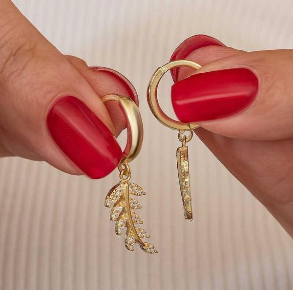 Himarry Gümüş Gold Sallantılı Başak Kadın Küpe - Image 1