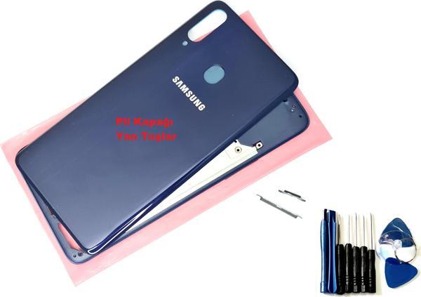 Tkgz Samsung Galaxy A20S KASA Arka Pil Batarya Kapağı (TAMİR SETİ) MAVİ - Image 1