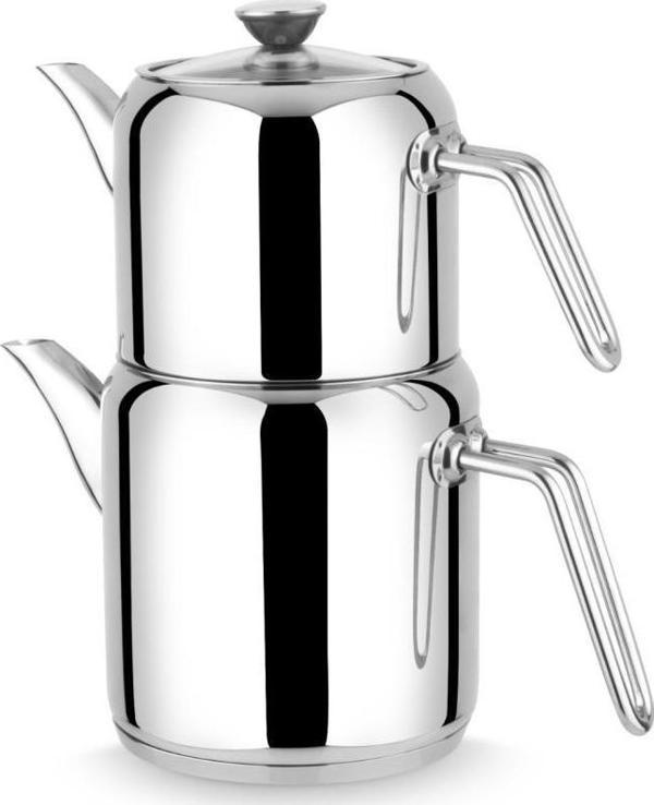 Yonca Rüya İdeal Boy Çelik Çaydanlık Takımı Metal Kulp - Image 1