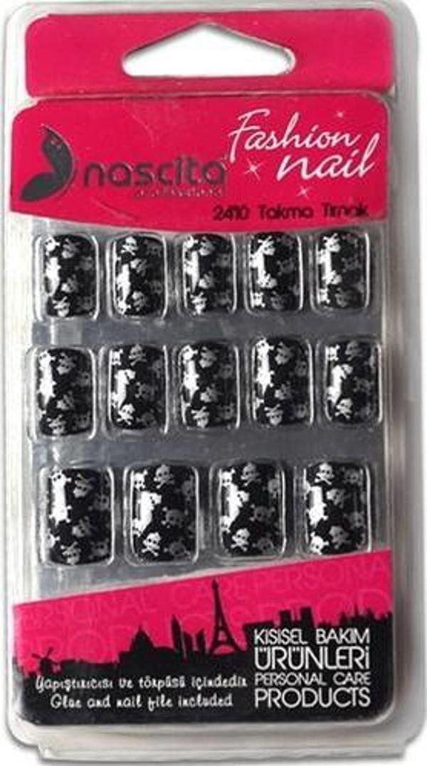 Nascita 24 Lü Takma Tırnak Kuru Kafa Desenli - Image 1
