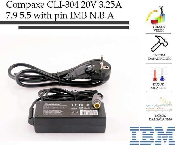 Compaxe CLI-304 Ibm- 20v-3.25a 7.9-5.5-With Pin Notebook Adaptör - Image 1