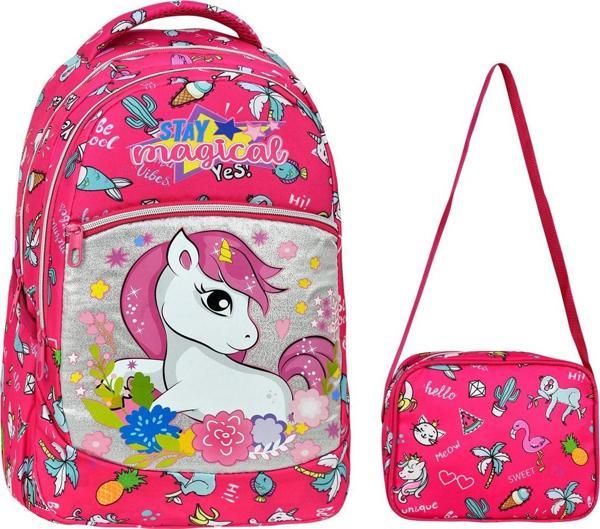 Çantaland Unicorn Desenli İlkokul Çantası + Beslenme Çantası - Image 1