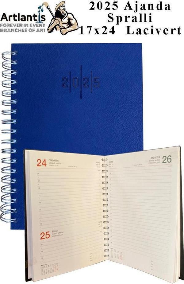 2025 Ajanda Spralli 1 Adet 17x24 cm Telli Ajanda 2025 Çizgili Ajanda Günlük Planlayıcı Termo Kapak Ofis Okul Büro - Image 1