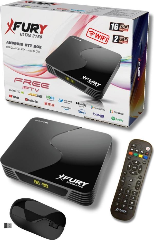 FURY Android Tv Box Medya Oynatıcı 16GB Hafıza Dahili Wifi - Kablosuz Mouse - Çanaksız TV İzleme - Image 1