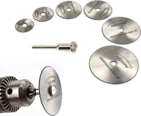 Dremel Proxxon Uyulmlu Mini Ahşap Kesici Disk 6 Adet Mini Testere 1 Adet Bağlantı Mili - Image 1