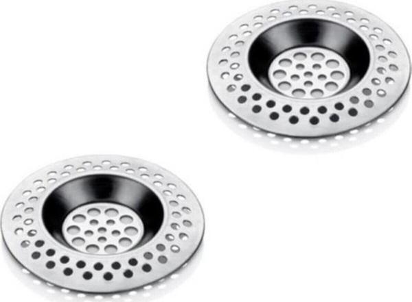 Paslanmaz Metal 2'li Yuvarlak Mutfak Lavabo Içi Gider Süzgeci, Banyo Evye Deliği Çöp Tıkacı - Image 1