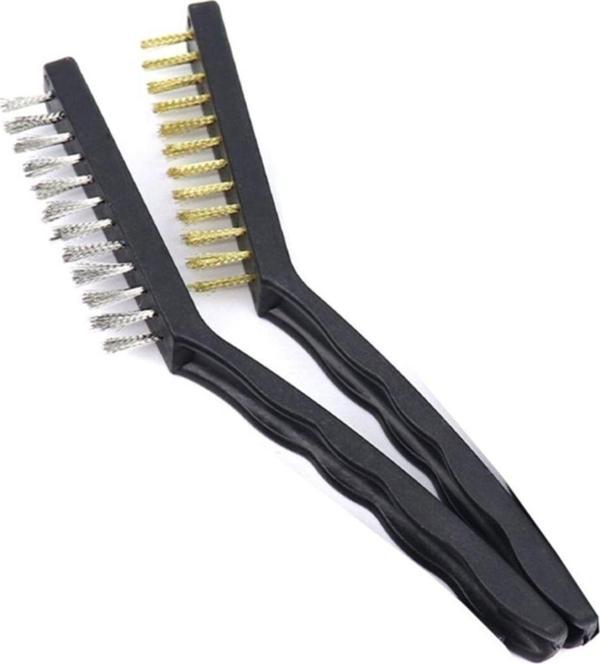 Plastik Saplı Çelik Ve Prinç Tel Fırça 2'li - Image 1