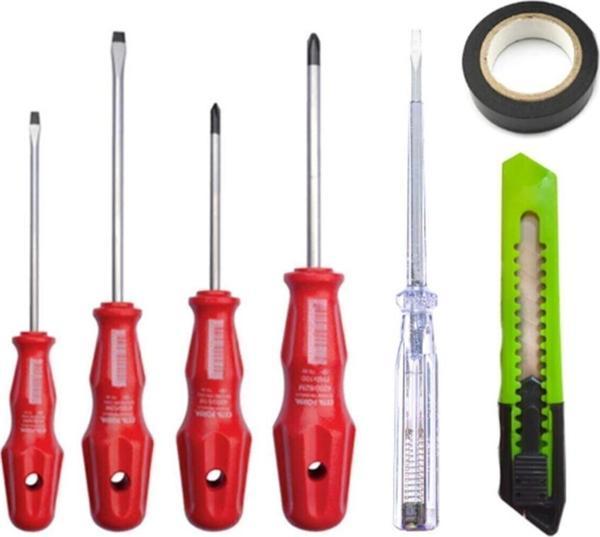 7 Parça Tamir Seti / 4'lü Tornavida Seti Kontrol Kalemi Maket Bıçağı Elektrik Bandı - Image 1