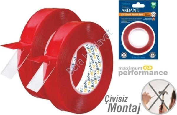 Süper Güçlü Çivisiz Montaj Band - 2 Metre Uzunluk 18mm En Çift Taraflı Akrilik Bant ( 1 Adet ) - Image 1