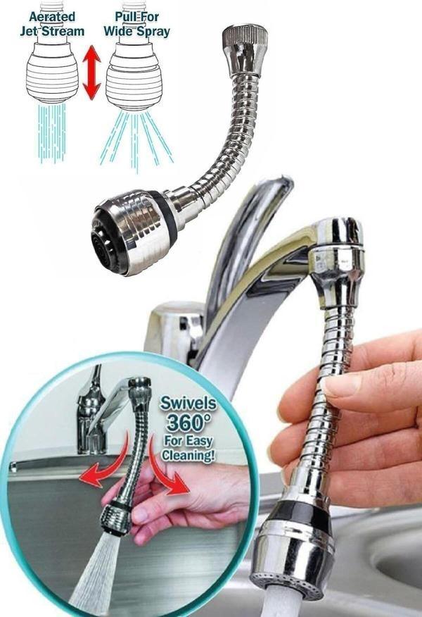 WUVERA Turbo Flex Plastik Hortumlu Esnek Ayarlanabilir Musluk Başlığı 2 Aşamalı - Image 1
