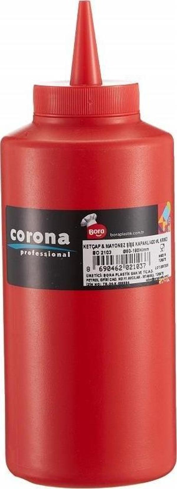Bora Plastik Ketçap Mayonez Şişe 420 ml Kırmızı BO2103 - Image 1