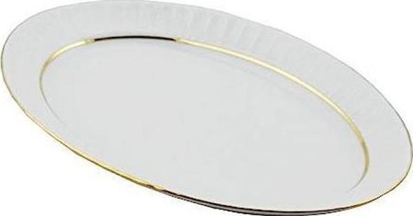 Güral Porselen Sedef 30cm Kayık Tabak Yaldızlı Yeni - Image 1