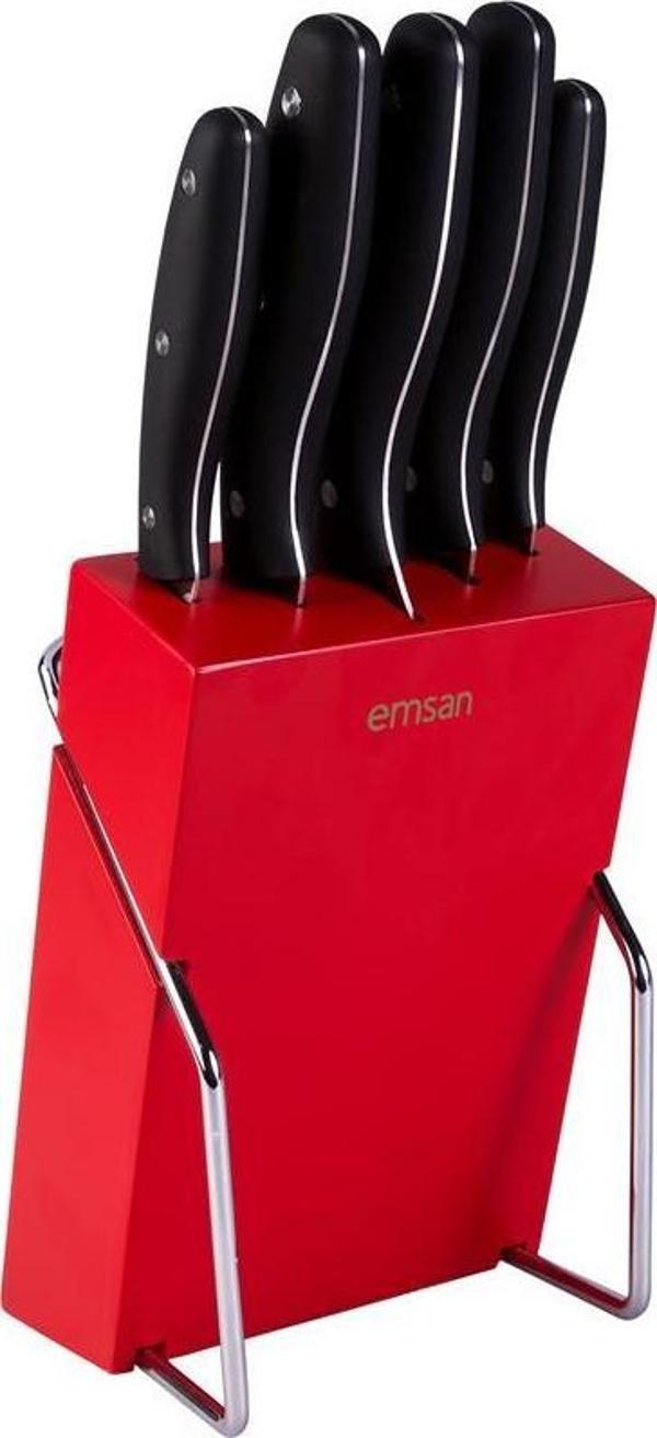 Emsan Yeni Mia 6 Parça Bıçak Seti Kırmızı - Image 1