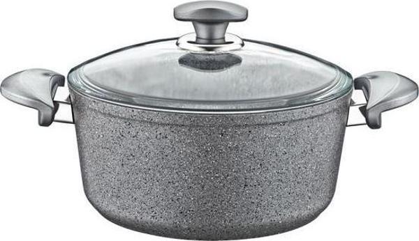 OMS Granit Gri Derin 28X13 CM Tencere Cam Kapaklı 3110 - Image 1
