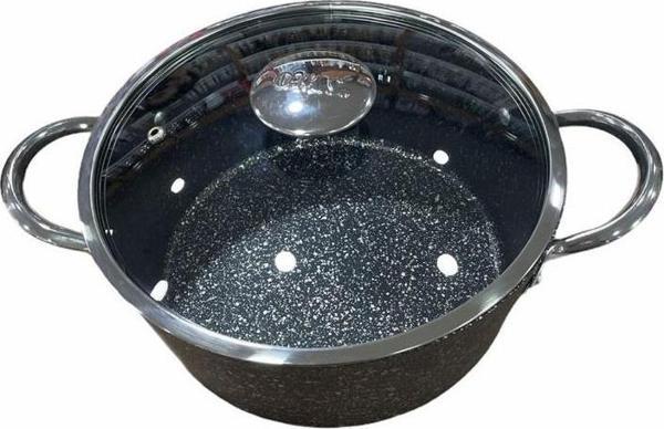 OMS İndüksiyon Uyumlu Granit 20 cm Derin Tencere Siyah 3116 - Image 1