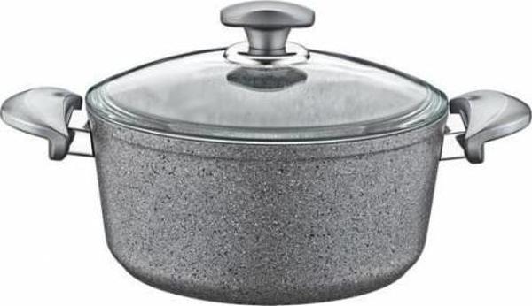 OMS Granit 22x11,5 CM Gri Derin Tencere Cam Kapaklı 3110 - Image 1