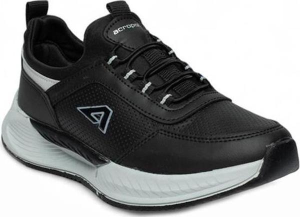 Acropol 137-24 Deri Sneaker Erkek Spor Ayakkabı Siyah Gümüş - Image 1