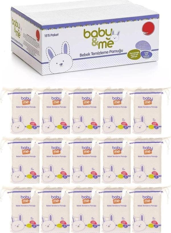Baby&Me Bebek Temizleme Pamuğu %100 Saf Pamuk 60'Lı Poşet 15 Paket - Image 1