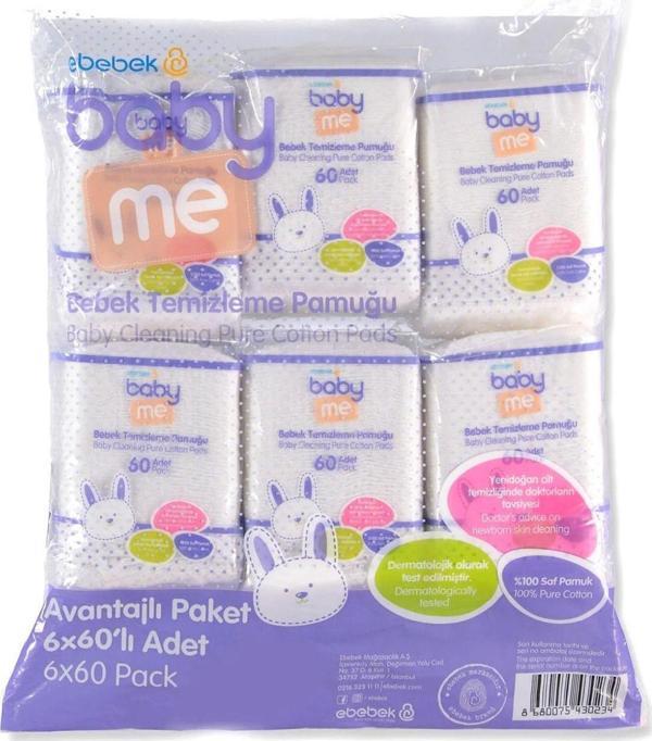 Baby&Me Bebek Temizleme Pamuğu 6X60 Adet / Bebek Bakım / Bebek Pamuğu - Image 1