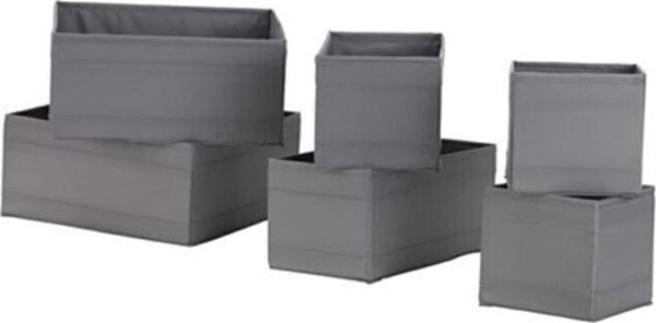 IKEA Skubb Çekmece Içi Düzenleyici Kutu Seti, Koyu Gri ( 6 Parça Set) - Image 1