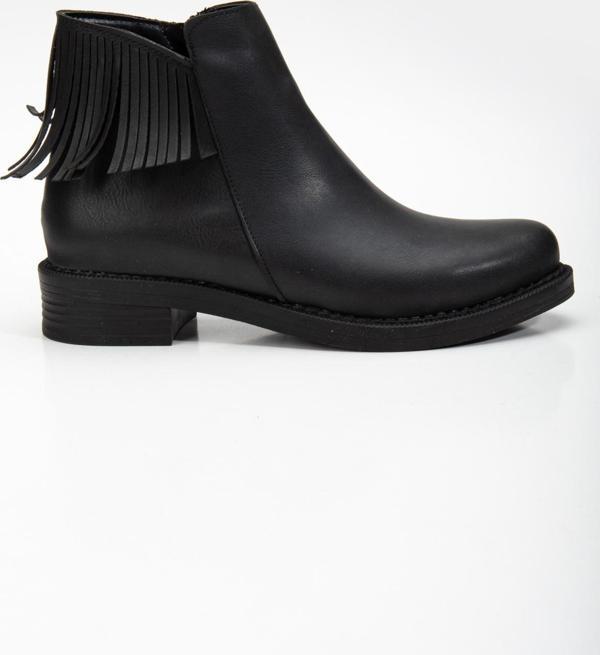 Tonny Black Kadın Siyah Cilt Termo Taban Püskül Detaylı Fermuarlı Kısa Topuklu Bot - Image 1