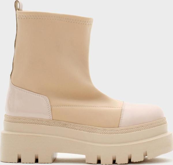 Tonny Black Kadın Bej Rugan Rahat Kalıp Yüksek Taban Streç Çorap Bot - Image 1