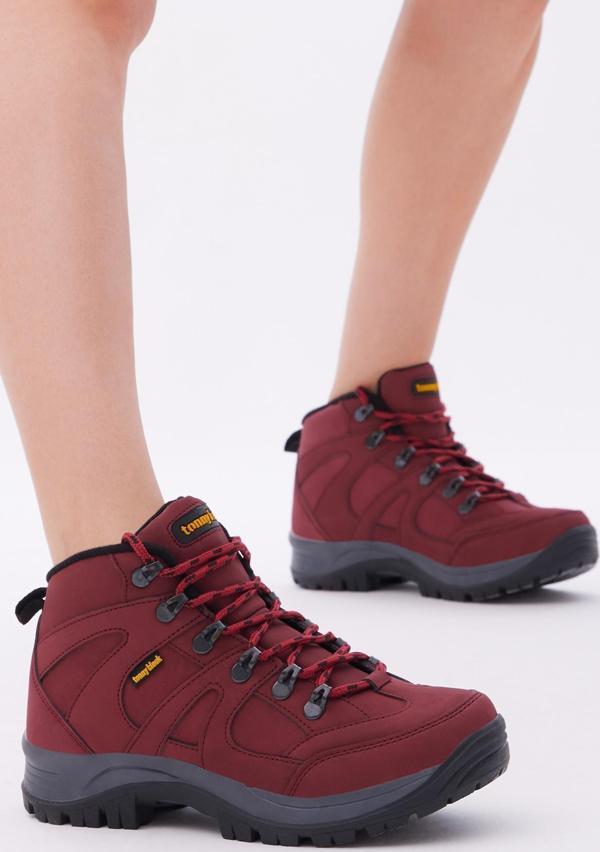 Tonny Black Unisex Bordo Rahat Kalıp Bağcıklı Trekking Bot - Image 1