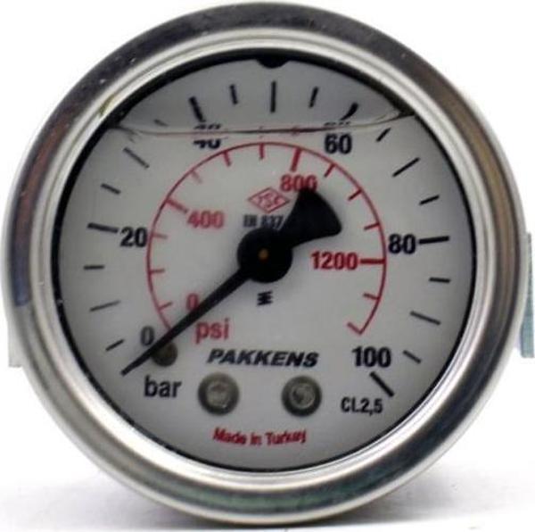 Pakkens 0-100 Bar 50 mm Arkadan Bağlantılı Panotipli Gliserinli Manometre G 1/4 inç - Image 1