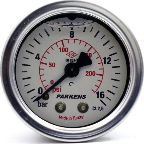 Pakkens 0-16 Bar 63 mm Arkadan Bağlantılı Gliserinli Manometre G 1/4 inç - Image 1