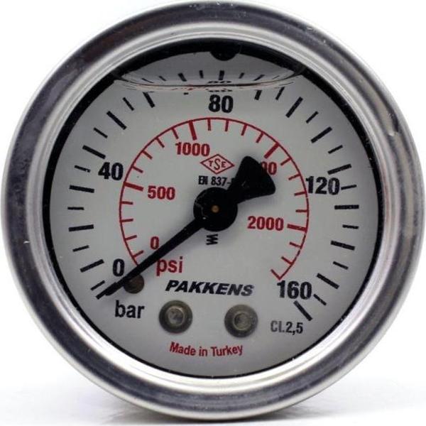 Pakkens 0-160 Bar 50 mm Arkadan Bağlantılı Gliserinli Manometre G 1/4 inç - Image 1