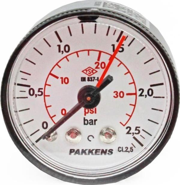 Pakkens 0-2.5 Bar 40 mm Arkadan Bağlantılı Kuru Manometre G 1/8 inç - Image 1