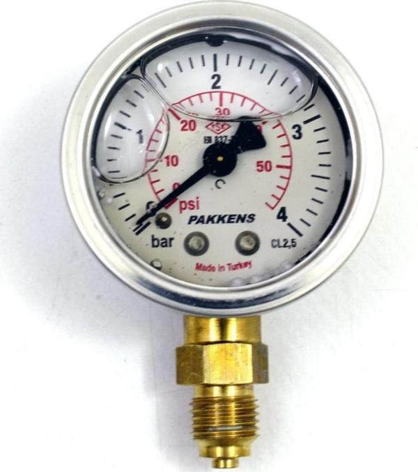Pakkens 0-4 Bar 63 mm Alttan Bağlantılı Gliserinli Manometre G 1/4 inç - Image 1