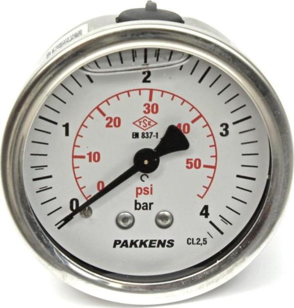 Pakkens 0-4 Bar 63 mm Arkadan Bağlantılı Gliserinli Manometre G 1/4 inç - Image 1