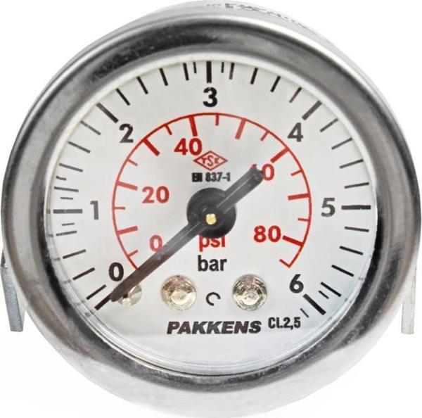 Pakkens 0-6 Bar 40 mm Arkadan Bağlantılı Panotipi Kuru Manometre G 1/8 inç - Image 1